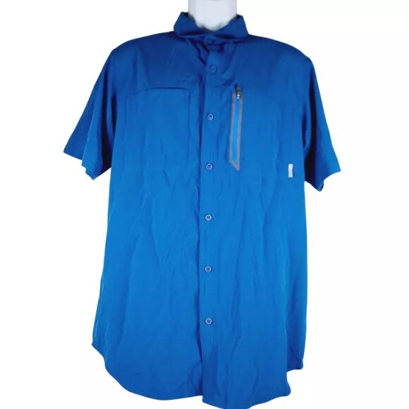 Columbia Men's Blue Omni-Freeze Classic Short Sleeve Button-Front Shirt Size M - Picture 1 of 8